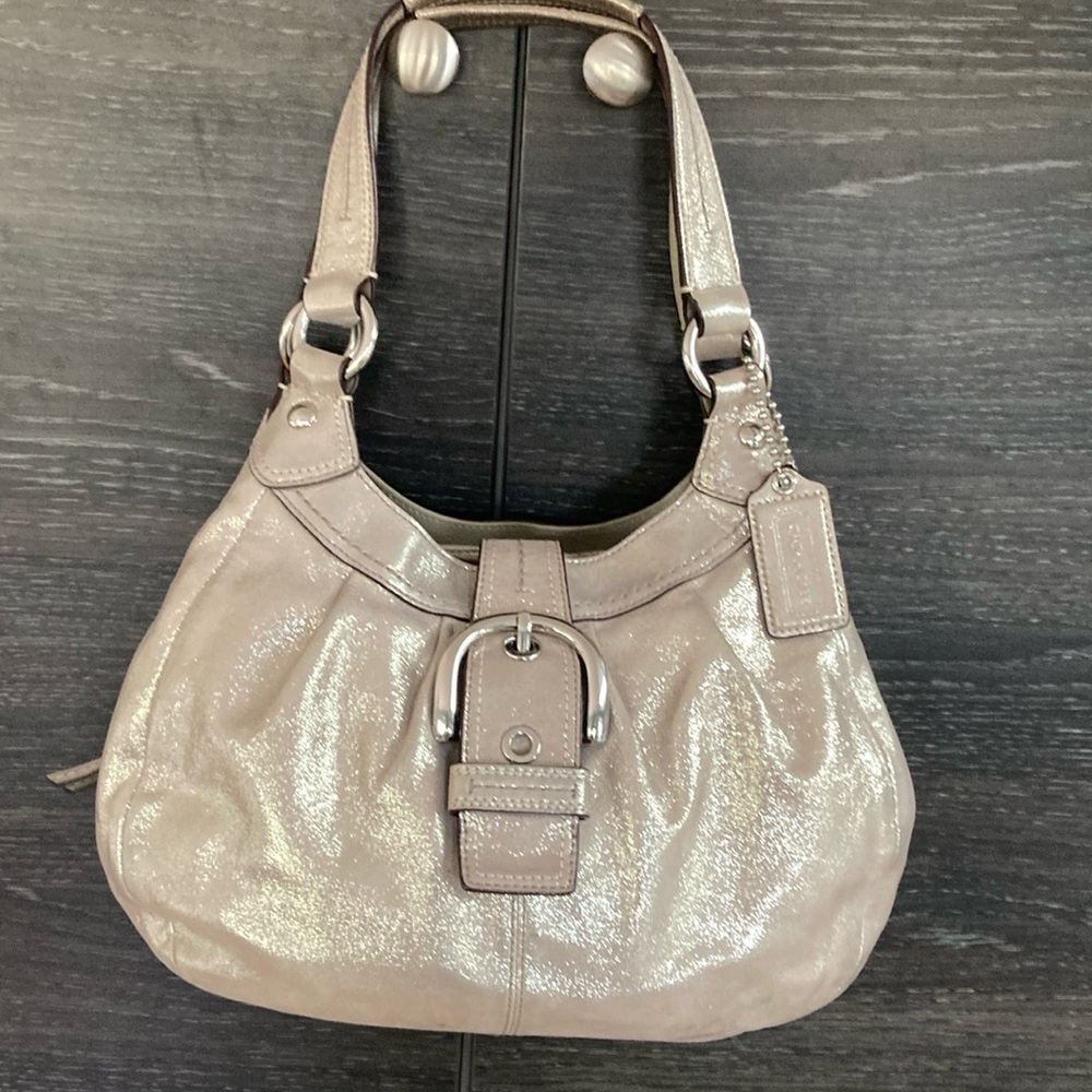 VGUC Coach Pewter Canvas Shoulder Bag